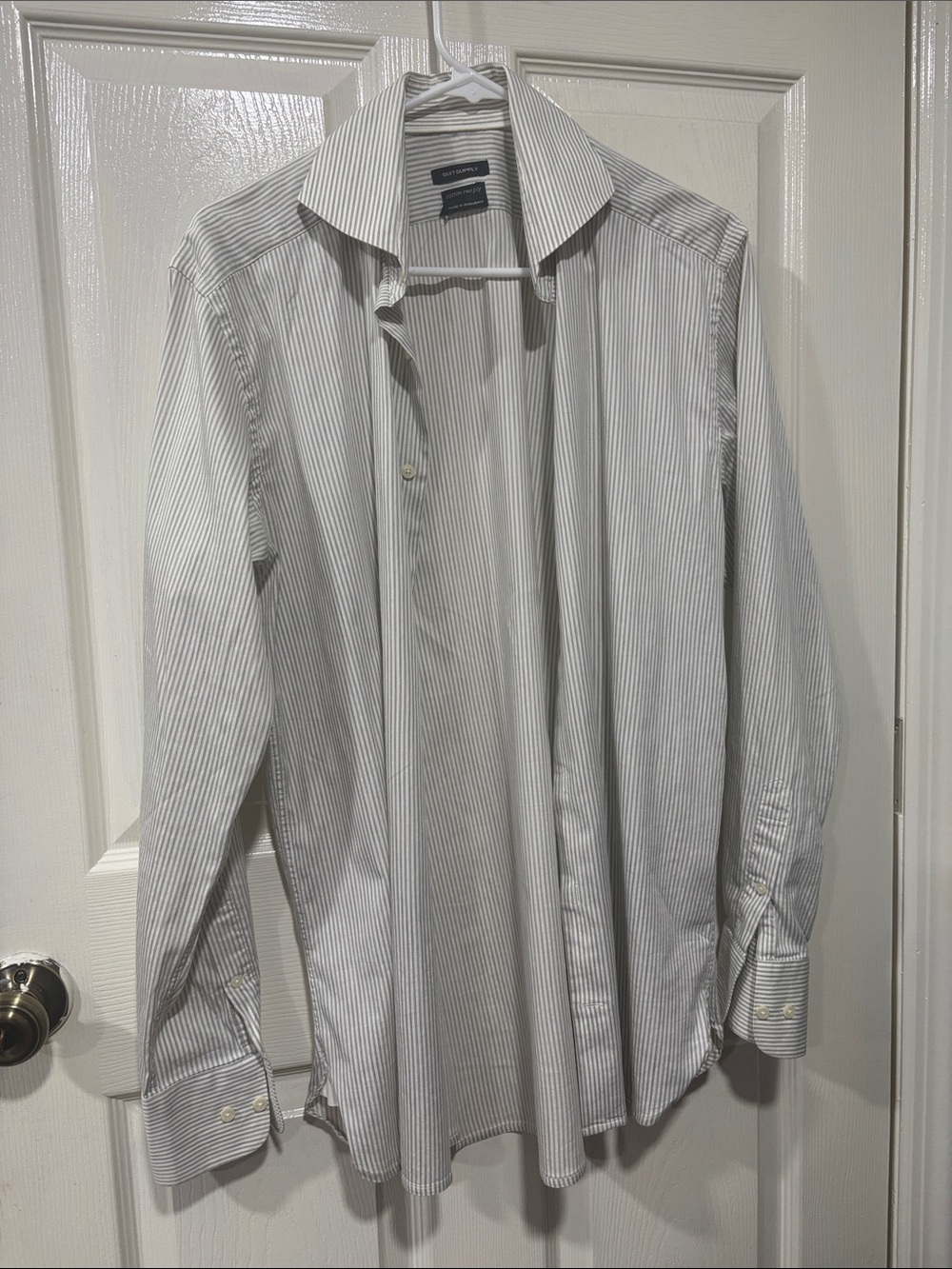 Suitsupply Light Gray Pinstripe Dress Shirt